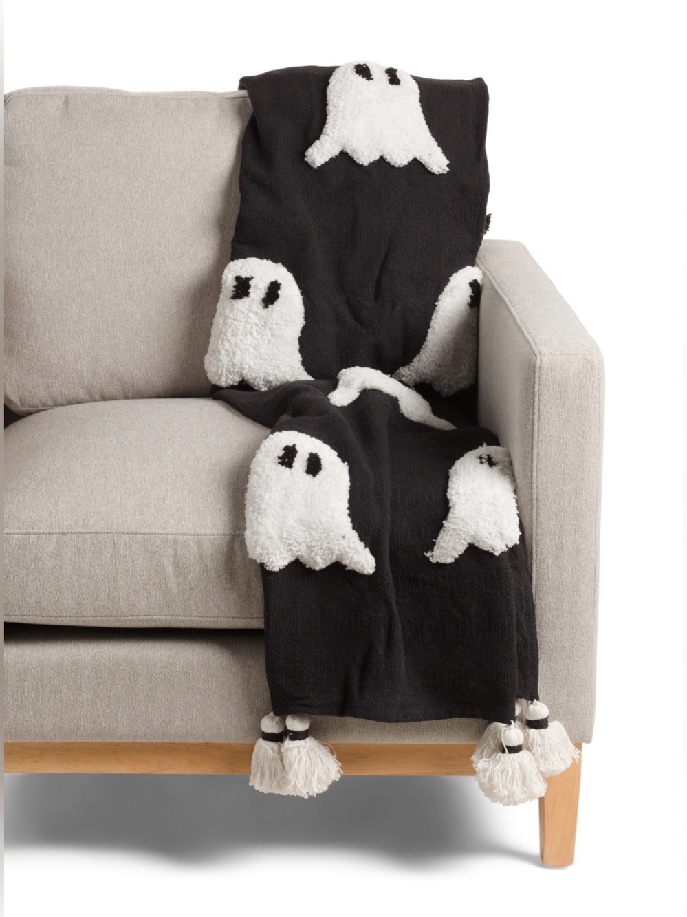 🩶HANDCRAFTED IN INDIA GHOST KNIT SHERPA THROW TASSELS - NWT🩶